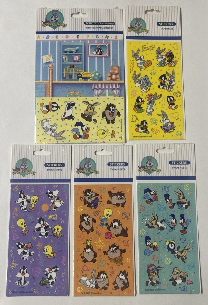 1998 Baby Looney Tunes Activity Card Vintage Stickers Bugs Bunny Taz Tweety Bird