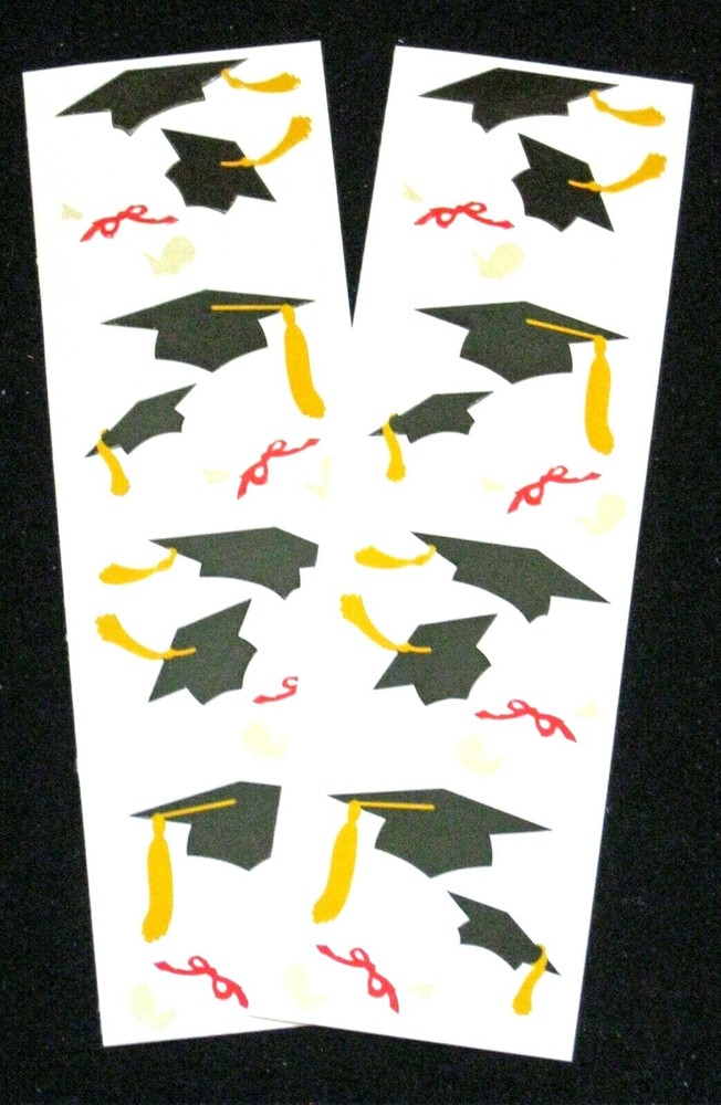 Mrs Grossman Two Vintage 2×6 inch ‘Graduation’ Sticker Sheets (c-1989)