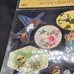 Crafter’s Square Flower Bird Themed 3-D Motion Stickers 9 Pieces New