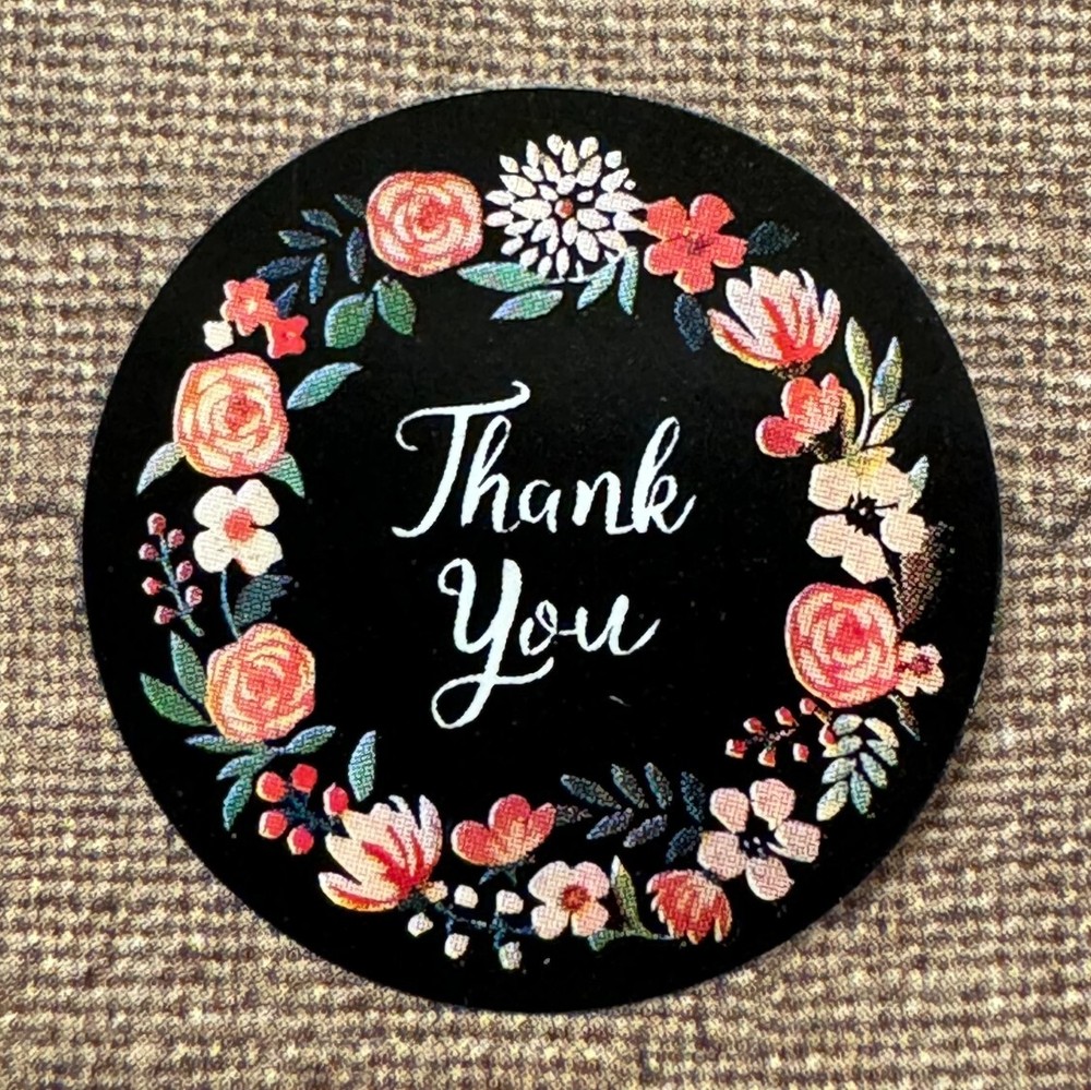 30 THANK YOU Round Stickers Flowers Gift Stickers 1” Envelope Seals