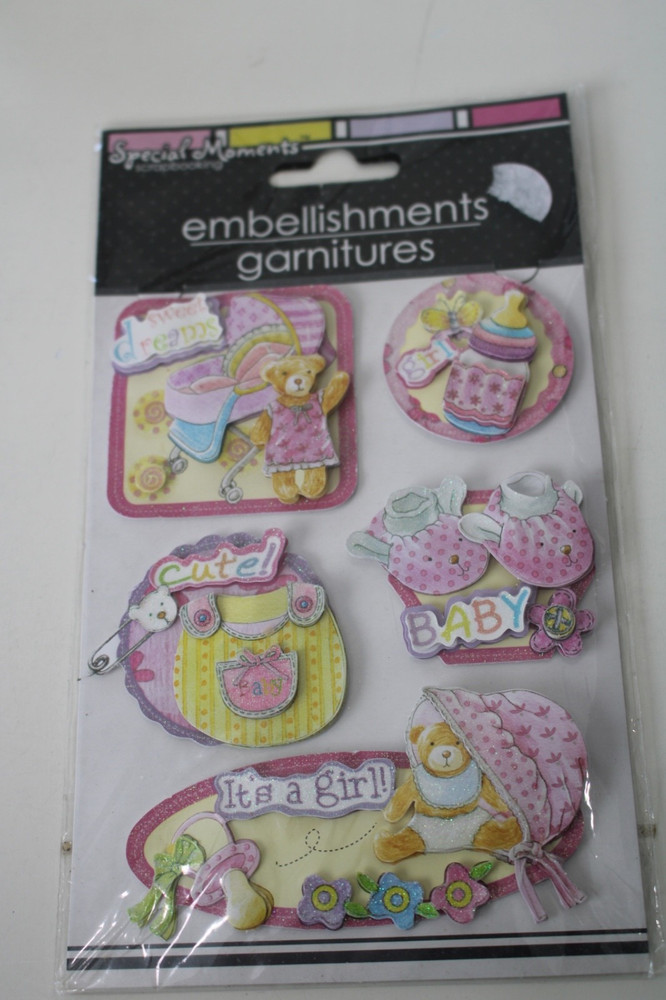 Special Moments 3-D Embellishments Sweet Dreams Baby Girl Cute Scrapbooking Art