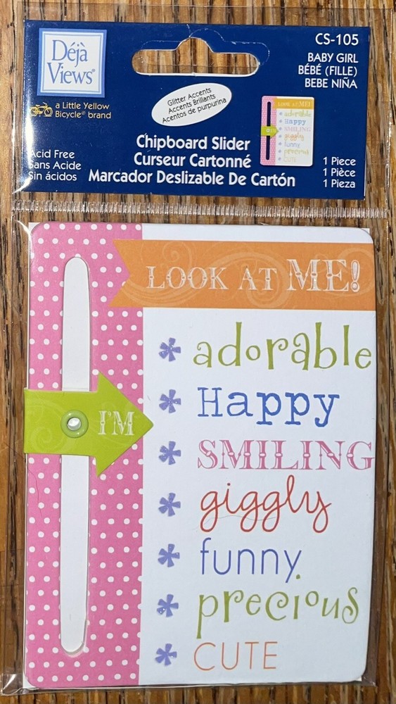 Deja Views LITTLE YELLOW BICYCLE Baby Girl Chipboard Look At Me..I”M…Adorable