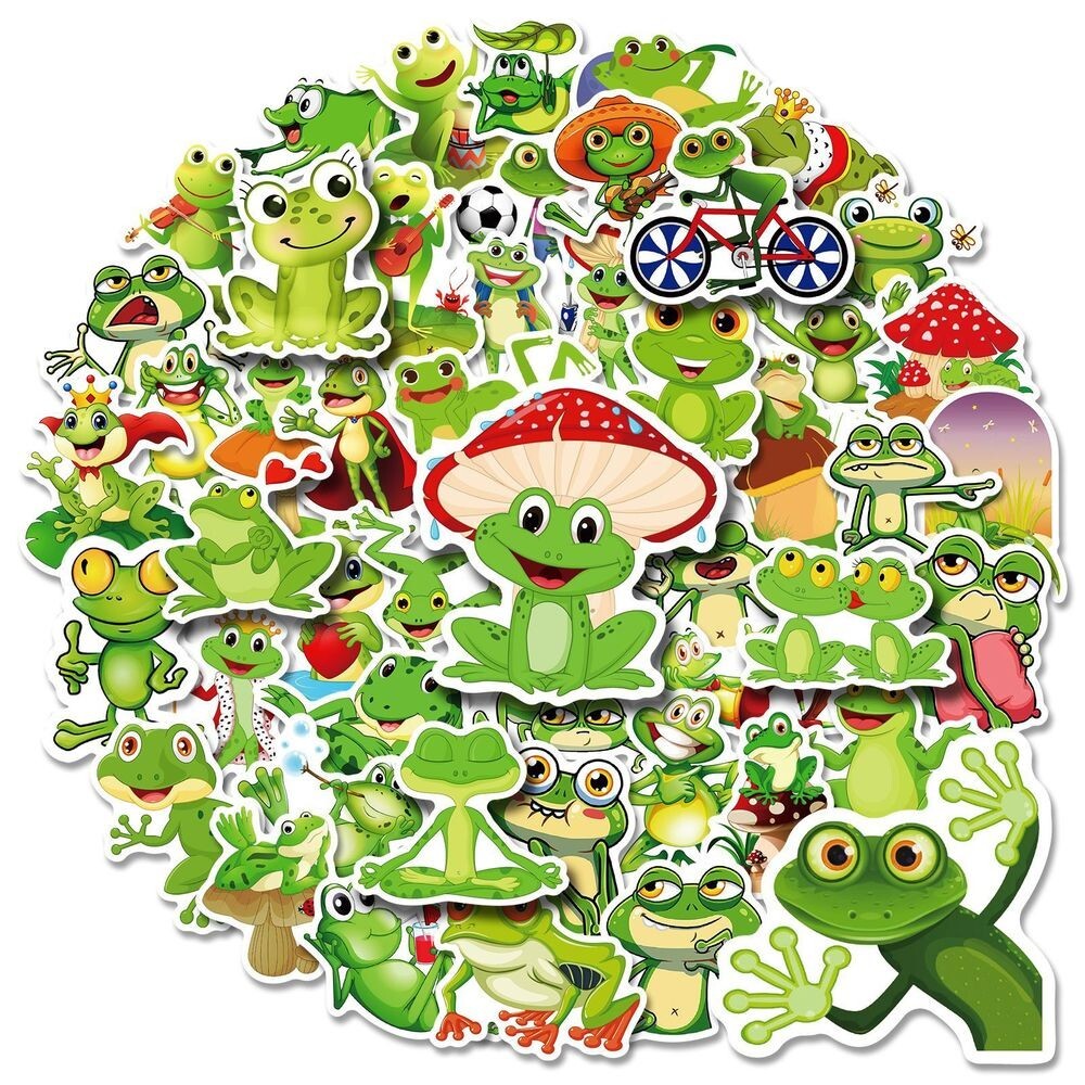 FUN FROGS STICKERS 20 pcs, Waterproof-Laptop Car Phone Fridge Water-Bottle Bike