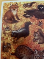 Vintage Stickers,Hallmark, Fall Forest Wild Animals, Scene Sheet, 1 Sheet