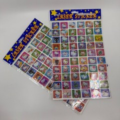 Laser Stickers Lot Of 8 – Hello Kitty (4), Barbie, Birds, Traffic Signs, Cats