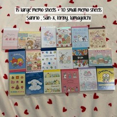 Kawaii Memo Sheets Grab Bag (25 pcs) Kirby, Sanrio, San-X Japanese memo pad cute