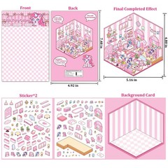DIY 3D Sticker Scene for Girls Make Your Own Mini Room Arts & Crafts Supplies