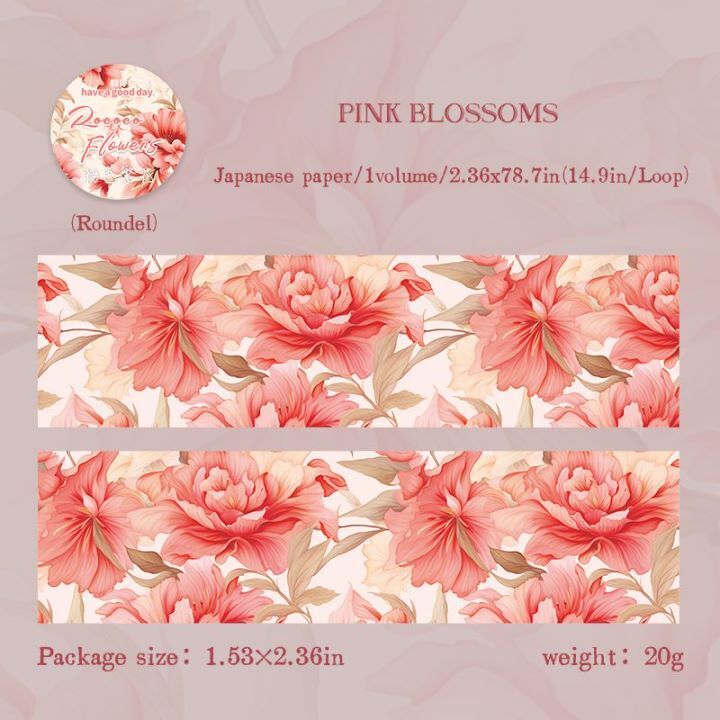 Flower Washi Tapes Bloom Roses Peony Stickers Scrapbooking Japanese Paper Roll