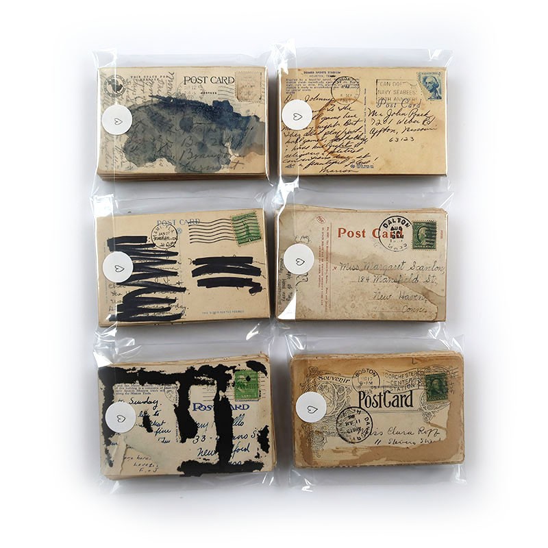 40 Damaged Used Postcards Lot – Vintage Distressed Posted Weathered Stained Mail