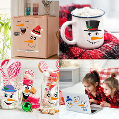 29-Piece Snowman Face Sticker Set for Christmas Crafts and Decorations