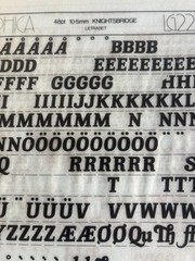 SEVEN (7) Letraset INSTANT LETTERING Transfer Letters Knightsbridge 48pt NICE 2
