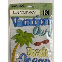 K&C Company Happy Trails Adhesive Chipboard Beach Vacation Sticker Set
