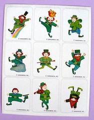 VINTAGE 1992 SANGAMON ST.PATRICK’S DAY 9 STICKERS 1 SHEET LEPRECHAUN’S