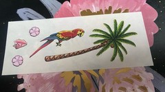 Vintage Creative Memories Parrot Palm Tree Shell Sticker Strip 2×5 Inches