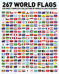 Flags of the World Stickers – Premium Country Flags and Mini Flag Stickers Set –