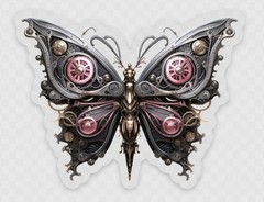 Steampunk Butterfly Sticker | Mechanical Butterfly Vinyl Sticker | Gothic