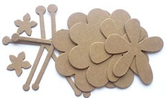 {3 Sets} DECORATIVE FLOWER – Bare Layered Unfinished Chipboard Die Cuts