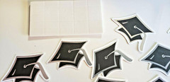 Gartner Studios BLACK/SILVER GRADUATION CAP Die-cuts with Adhesive – 25 pcs