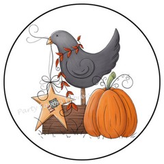 COUNTRY CROW PRIMITIVE PUMPKIN FALL ENVELOPE SEALS LABELS STICKERS PARTY FAVORS