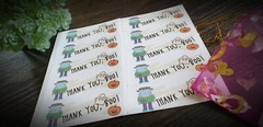 Custom Cute Thank you sticker (1×2 5/8 «)100 count thank you labels Franken boo