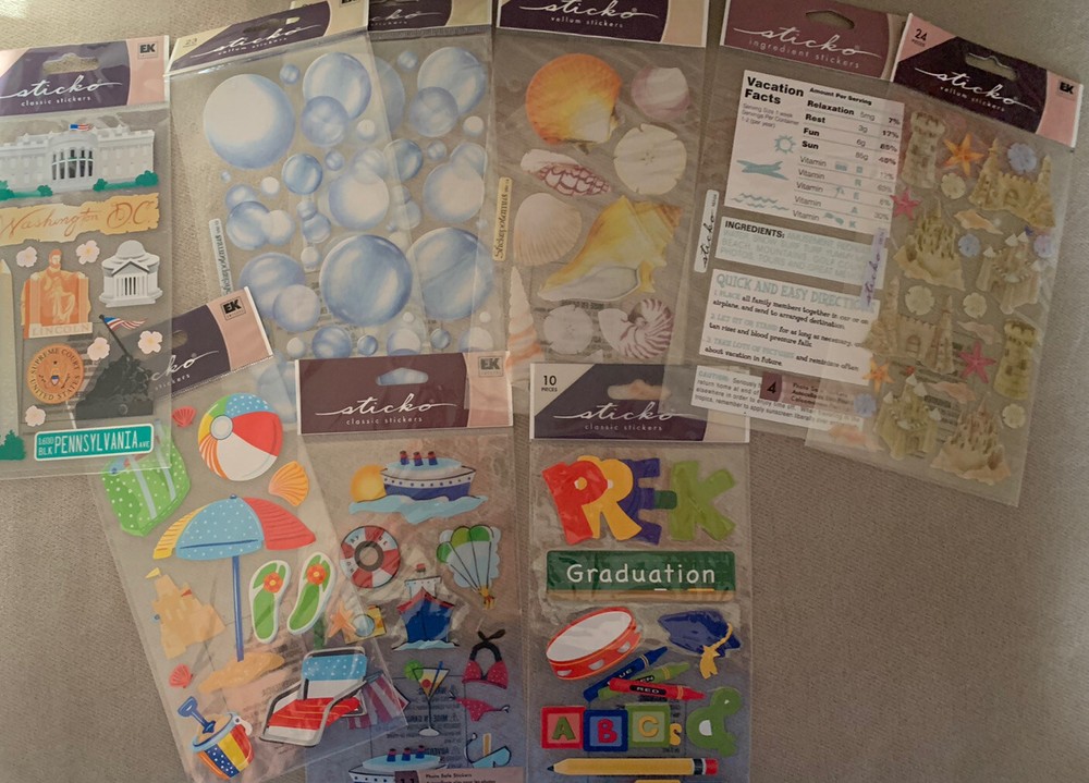Sticko Sticker Lot 9 Sealed Packages EK Success Various Themes See Pictures