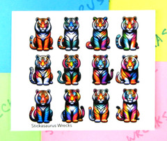 Sitting Tigers Sticker Sheet