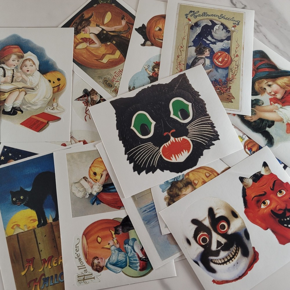 HALLOWEEN RETRO VINTAGE INSPIRED GLOSSY STICKERS – 20 SHEETS/28 STICKERS