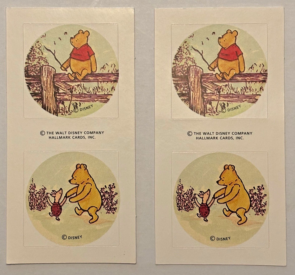 Vintage Hallmark Stickers Lot of 2 Winnie the Pooh and Piglet Too Disney