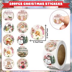 2 ROLLS = 1000PCS 1” Vintage Retro Nostalgia Old Christmas Stickers Labels Lot