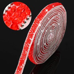 108″ x 0.4″ Sliver Red Bling Crystal Rhinestone Diamond DIY Decor Sticker Decal