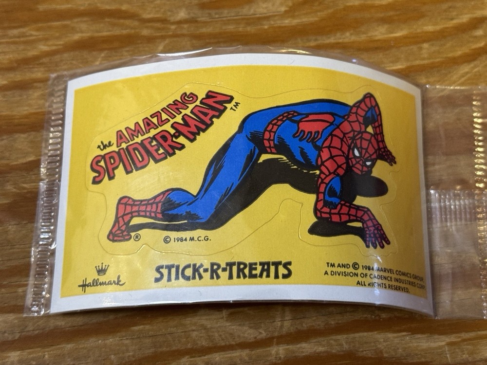 Vintage Stickers 1984 NIP Hallmark Spider-Man Sticker 4×2”