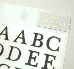 ClothesPin Moji Clear Seal Black Gold Bordered Alphabet Letters Stickers