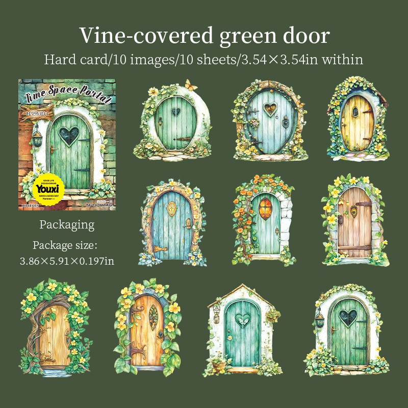 10Pcs Magic Door Gate Paper Stickers DIY Journal Diary Card Scrapbooking Crafts