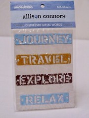 Distressed Metal Words Travel Self Adhesive Scrapbook Embellishments Lot 9J