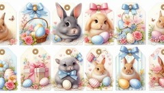 Choose ASet Bunny Rabbit Easter Tags Embellishments Junk Journal Scrapbook