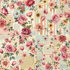 Spring Floral Flowers Decoupage Rice Paper For Ornament-Wood Art A4 1 Sheet