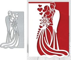 Wedding Couple Metal Die Cuts for Card Making,Valentine’S Flower Love Heart Card