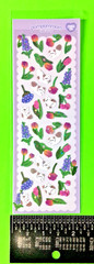 Cats & Garden Flowers Glittery Korean 1 Sheet Stickers Pack
