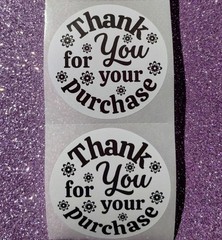 40 THANK YOU STICKERS 2″ LABELS SEALS SMALL BUSINESS REVIEW FLOWERS HOLOGRAPHIC