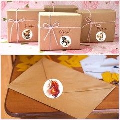 600 Pcs Horse Stickers for Kids- 1.5 Inch Round Stickers Roll 16 Tyles Horse