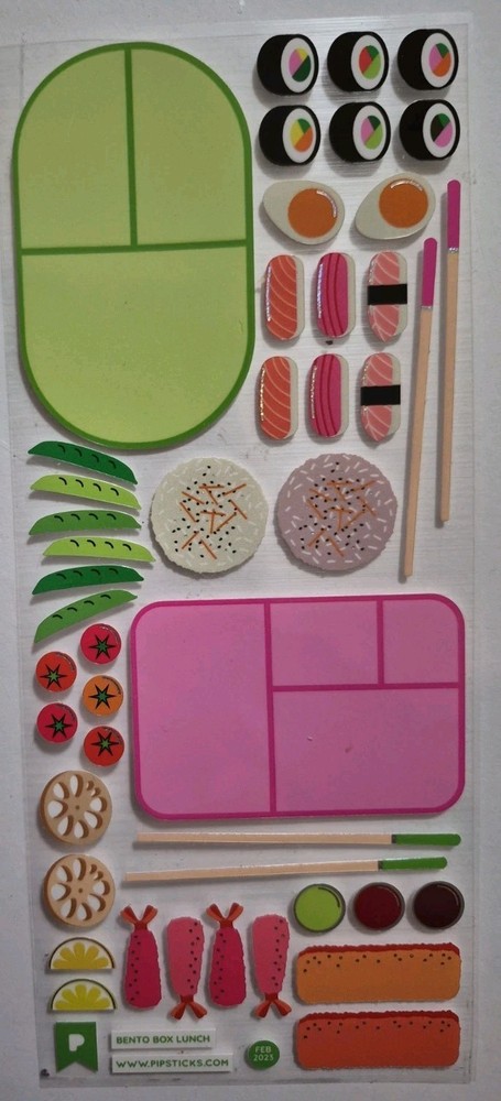 Pipsticks 3×7 «Bento Box Lunch» Sticker Sheet, Feb 2023