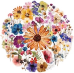 50PCS Transparent Flora Scrapbook Stickers, Vintage Aesthetic Flowers Sticker fo