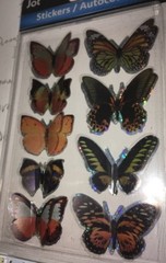 jot Butterflies Orange/Black Silver Holo 9ct BUTTERFLY Stickers w/3-D Wings BNIP