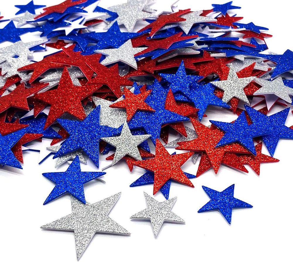 200 Pcs Glitter Star Stickers Patriotic Decoration Self Adhesive Star Shape Glit