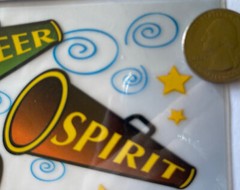 TEAM SPIRIT Iron Ons6 3 4x 3 3 4 HorizonCheerleaderMegaphoneHigh School