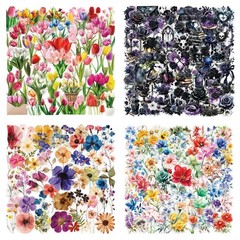 200PCS Transparent Plant Flower Leaf Stickers PET Decorative Water Cups Handbook