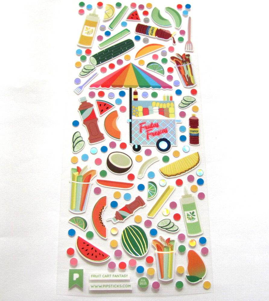 Pipsticks Collector Sticker Sheet Fruit Cart Fantasy Smoothie Watermelon Melon
