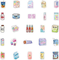 100Pcs Cute Snack, Food, and Drink Stickers Set – Kawaii Small Stickers for T…