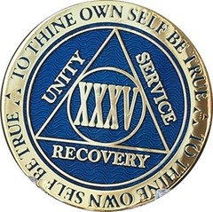 35 Year Reflex Blue Gold Plated AA Medallion Chip XXXV