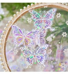 Butterfly Stickers Pack 20 Pcs Laser Glisten Creativity Decorative Collage Hand